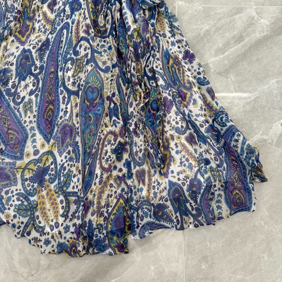 Women’s Lauren Ralph Lauren Paisley Floral Ruffle Tie Up Wrap Silk Dress Size 2 - Picture 6 of 16